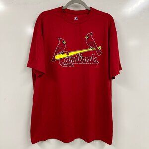 Majestic Cardinals Red Short Sleeve Tee with Yellow Accent